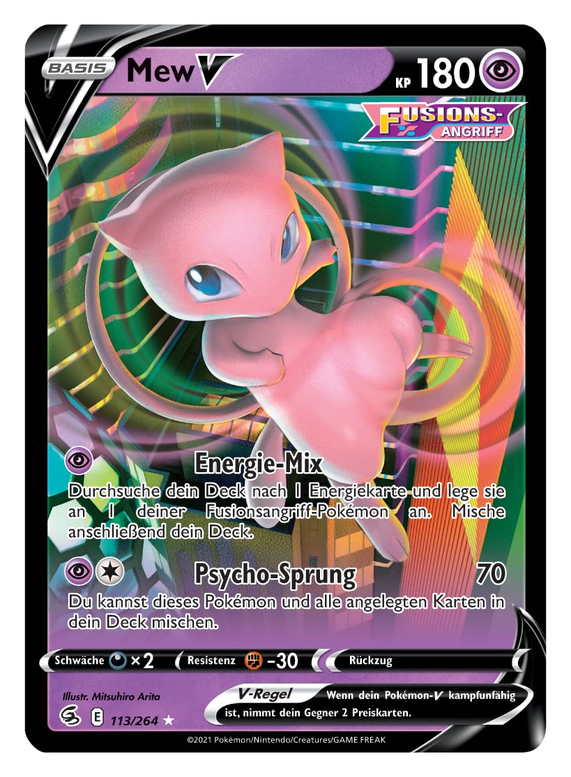 Pokémon-Sammelkartenspiel: Liga-Kampfdeck Mew-VMAX (1 spielbereites 60 Karten-Deck, 4 holografische V-Karten & 2 holografische VMAX-Karten)