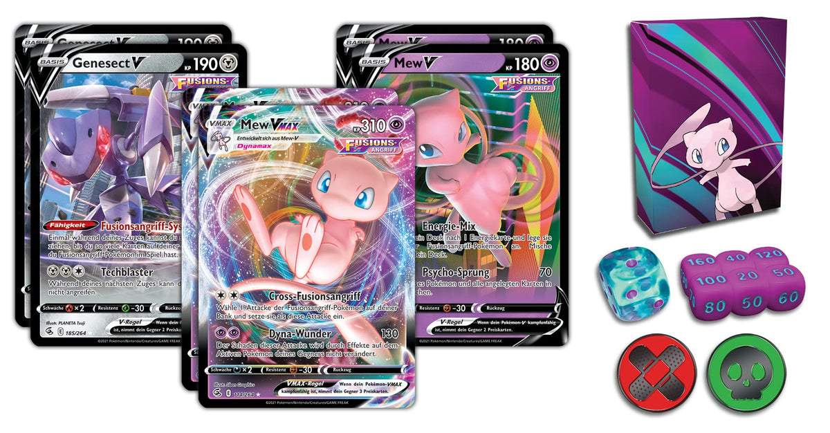 Pokémon-Sammelkartenspiel: Liga-Kampfdeck Mew-VMAX (1 spielbereites 60 Karten-Deck, 4 holografische V-Karten & 2 holografische VMAX-Karten)